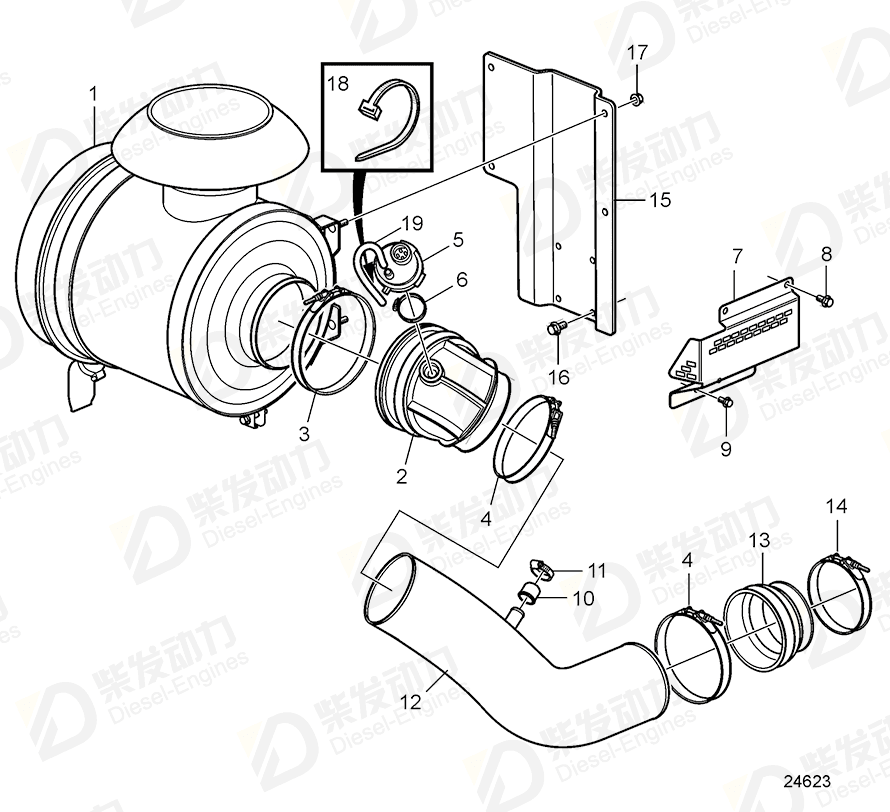 VOLVO Hose clamp 1674223 Drawing